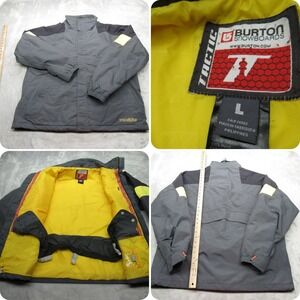 Burton Tactic Ski Jacket Mens Large Gray Waterproof Insulated Snowboard Full Zip